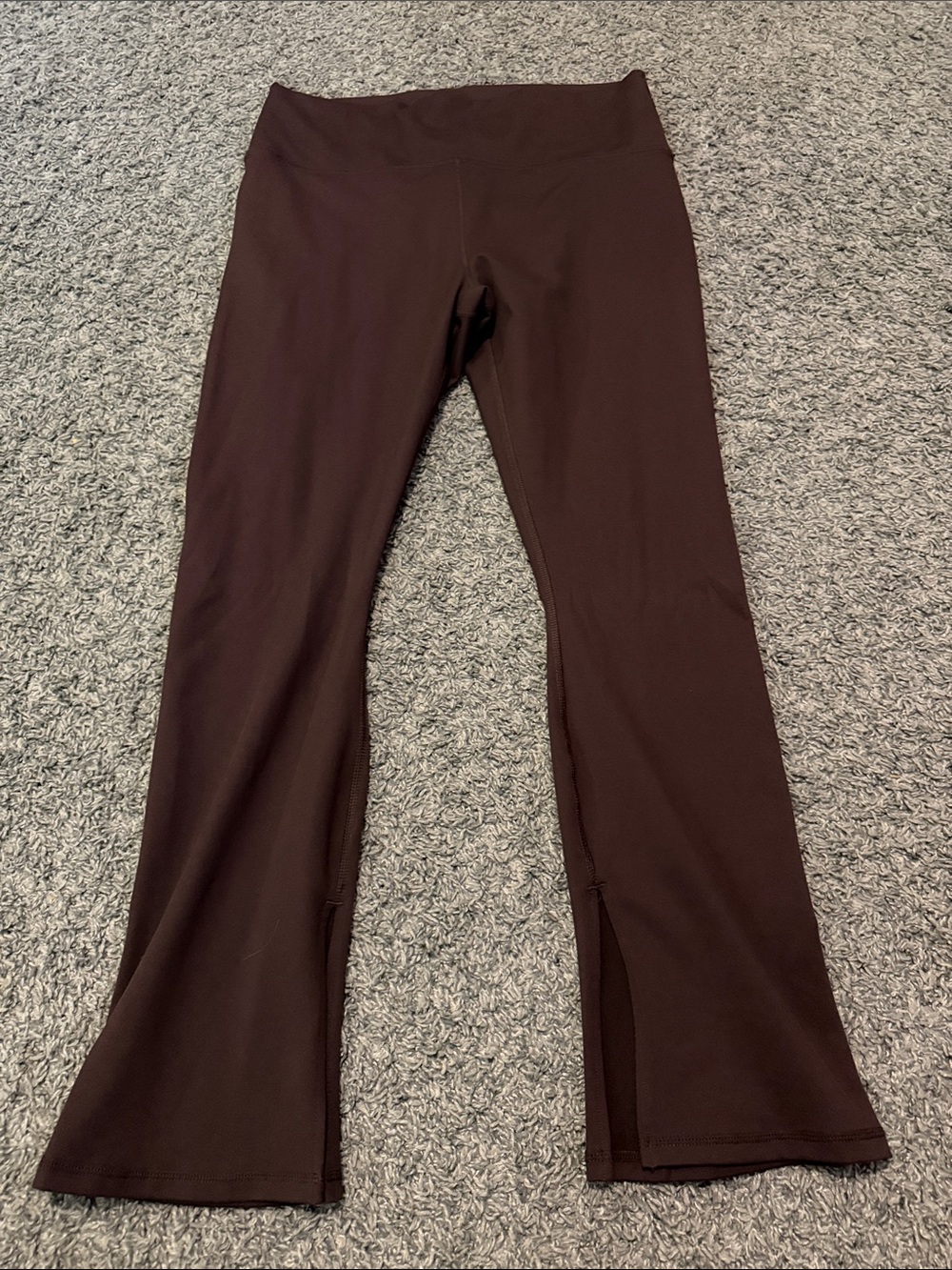 Fabletics Stretch Split Hem Leggings in Dark Brown